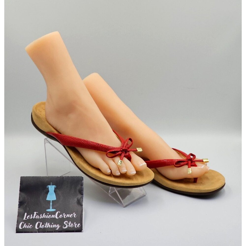 Vionic Women's Red Patent Leather Bella II Lizard Bow Comfort Sandals Sz 10 2647 - Picture 3 of 16